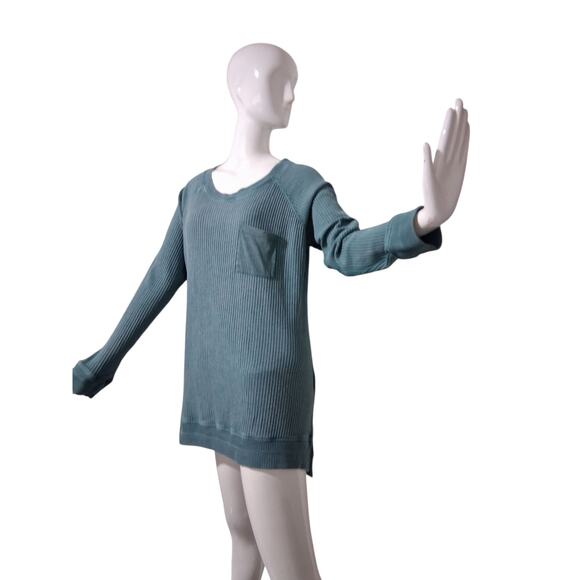 Soft Surroundings Womens size XL Waffle Knit Pocket Crewneck Casual Alternative - Picture 3 of 13